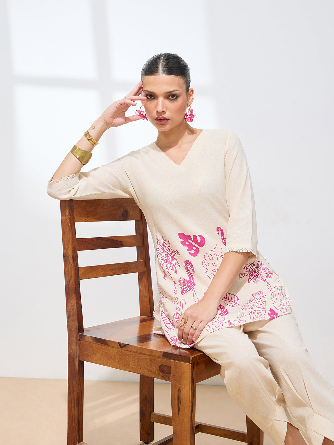 Women's Pink Floral Printed Pure Flex Cotton Co-ord Set