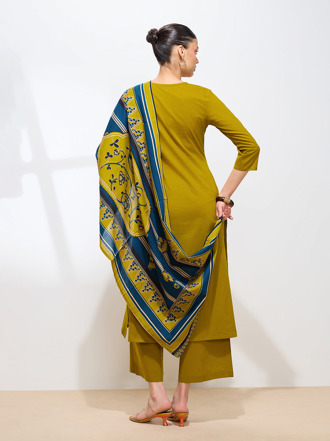 Graceful Mustard Solid Pure Cotton Kurta set