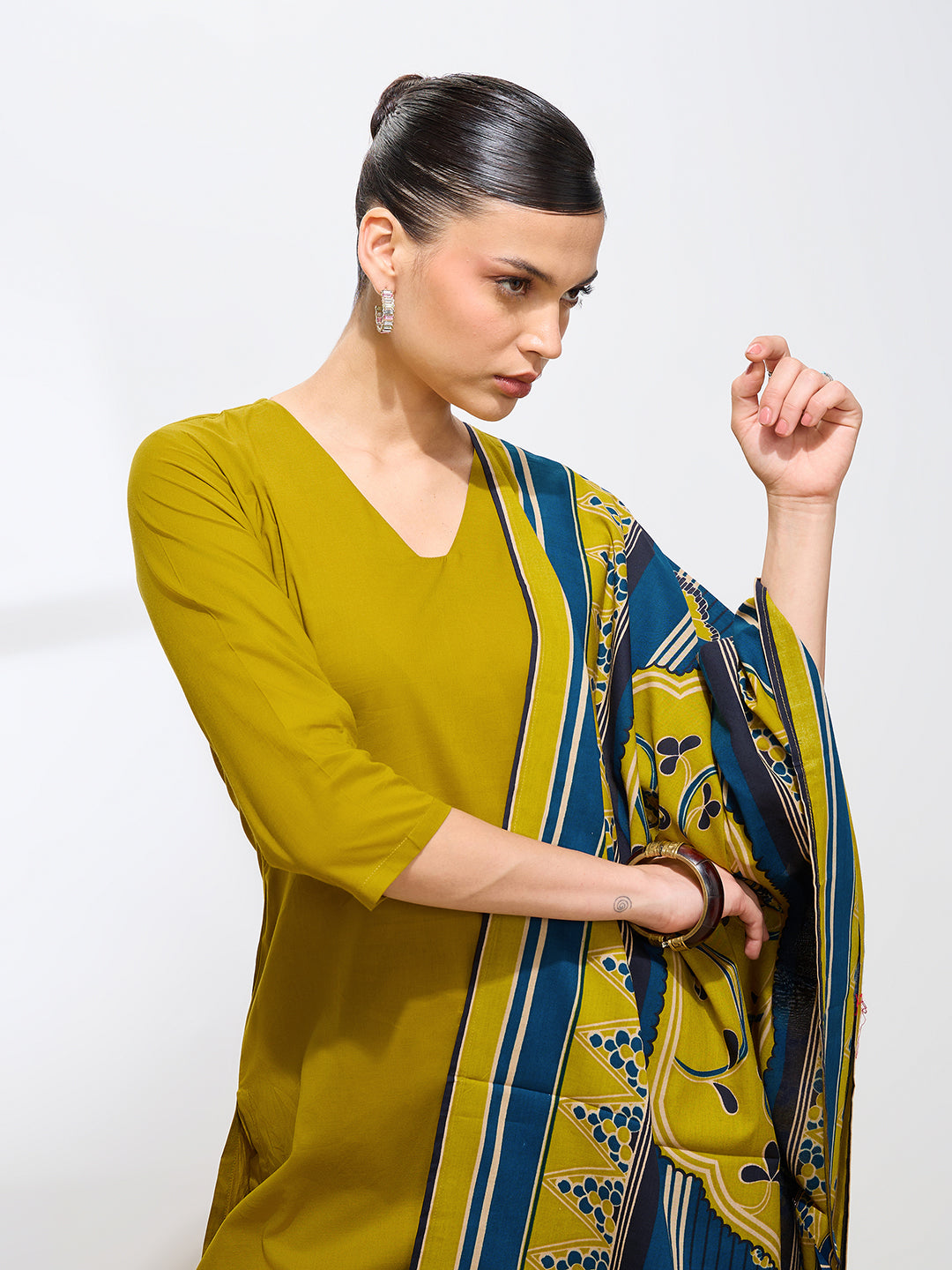 Graceful Mustard Solid Pure Cotton Kurta set