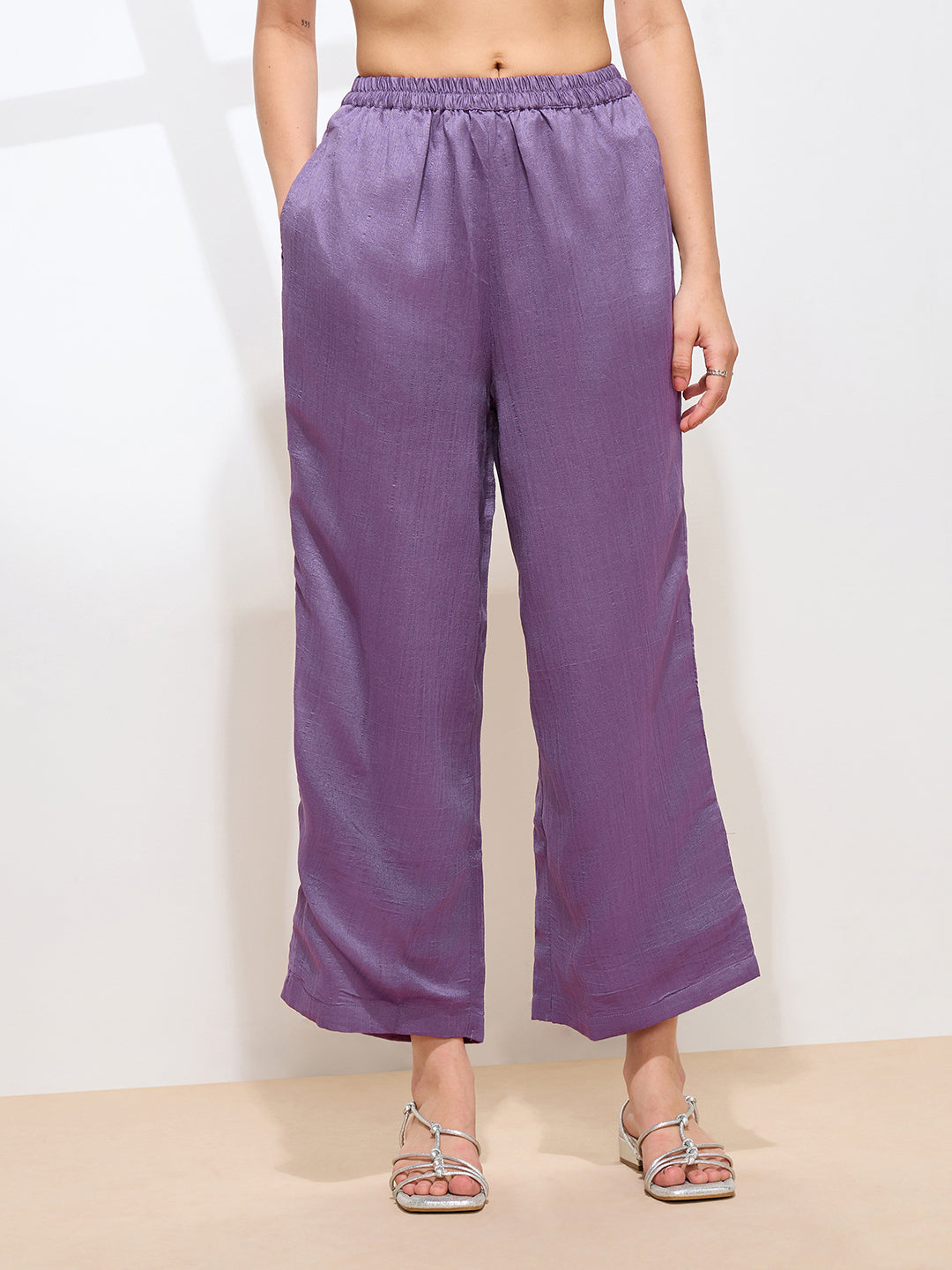 Graceful Lavender Floral Embroidery Silk Blend Kurta set