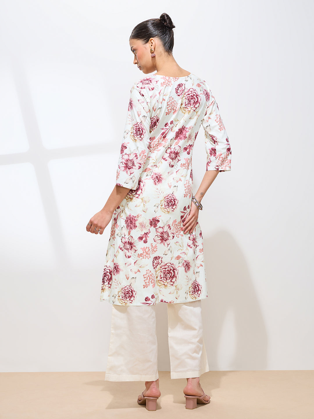 Graceful Maroon Printed Floral Cotton Kurta